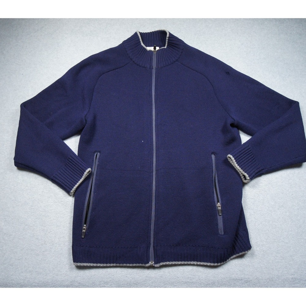Ibex Jacket Mens Medium Blue Wool Knit Full Zip Mock Neck Outdoors Adult